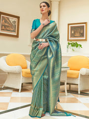 Women's Blend Pink Woven Design Designer Saree With Blouse Piece-KSHIDA319004
