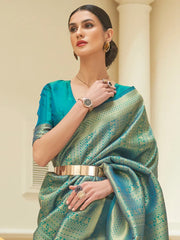 Women's Blend Pink Woven Design Designer Saree With Blouse Piece-KSHIDA319004