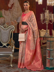 Women's Cotton Blend Lavendar Woven Design Handloom Saree With Blouse Piece-KSMIR178002