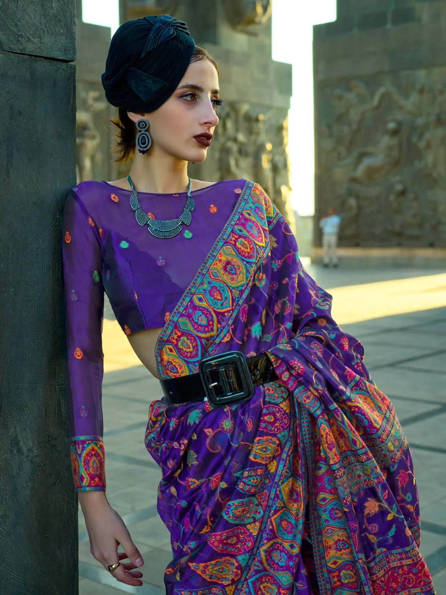 Purple Organza Saree - Designer Indian Sari Elegance