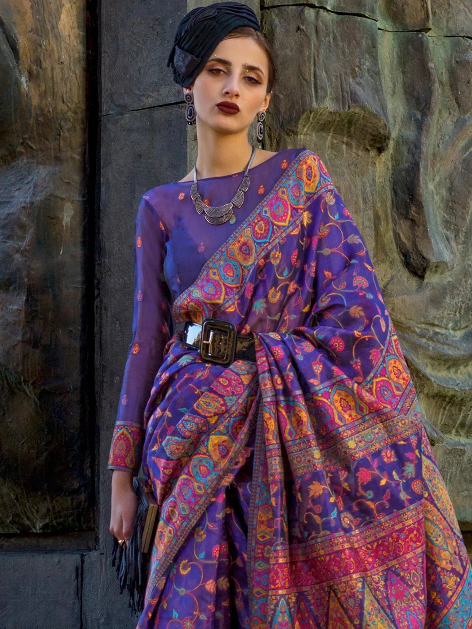 Purple Organza Saree - Designer Indian Sari Elegance