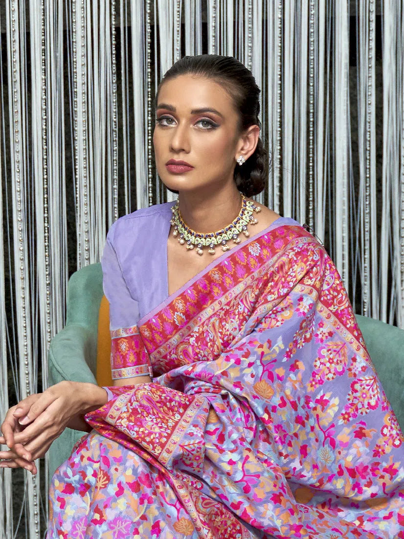 Women's Blend Turquoise Woven Design Celebrity Saree With Blouse Piece-KSWHT220001