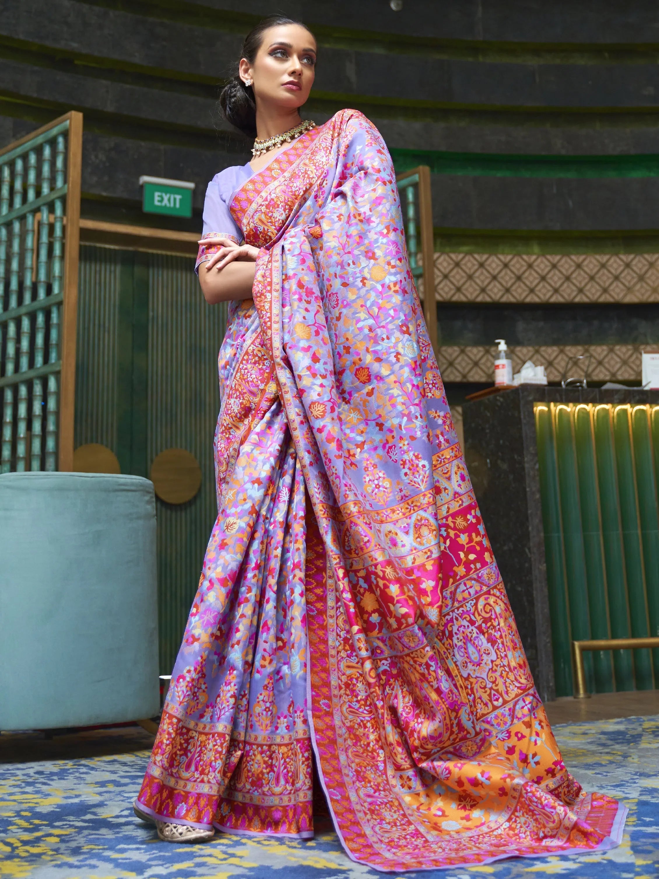 Lavender Cotton Saree | Indian Sarees with Blouse Piece