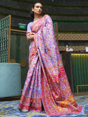 Women's Blend Turquoise Woven Design Celebrity Saree With Blouse Piece-KSWHT220001