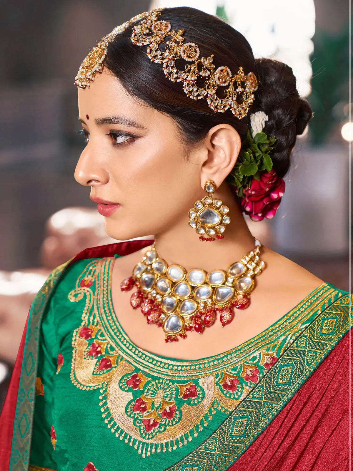Women's Vichitra  Maroon Embellished Celebrity Saree With Blouse Piece-KSTURI81822