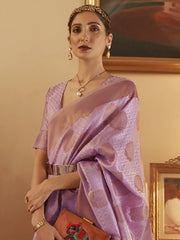 Women's Soft Pink Woven Design Designer Saree With Blouse Piece-KUBE345003