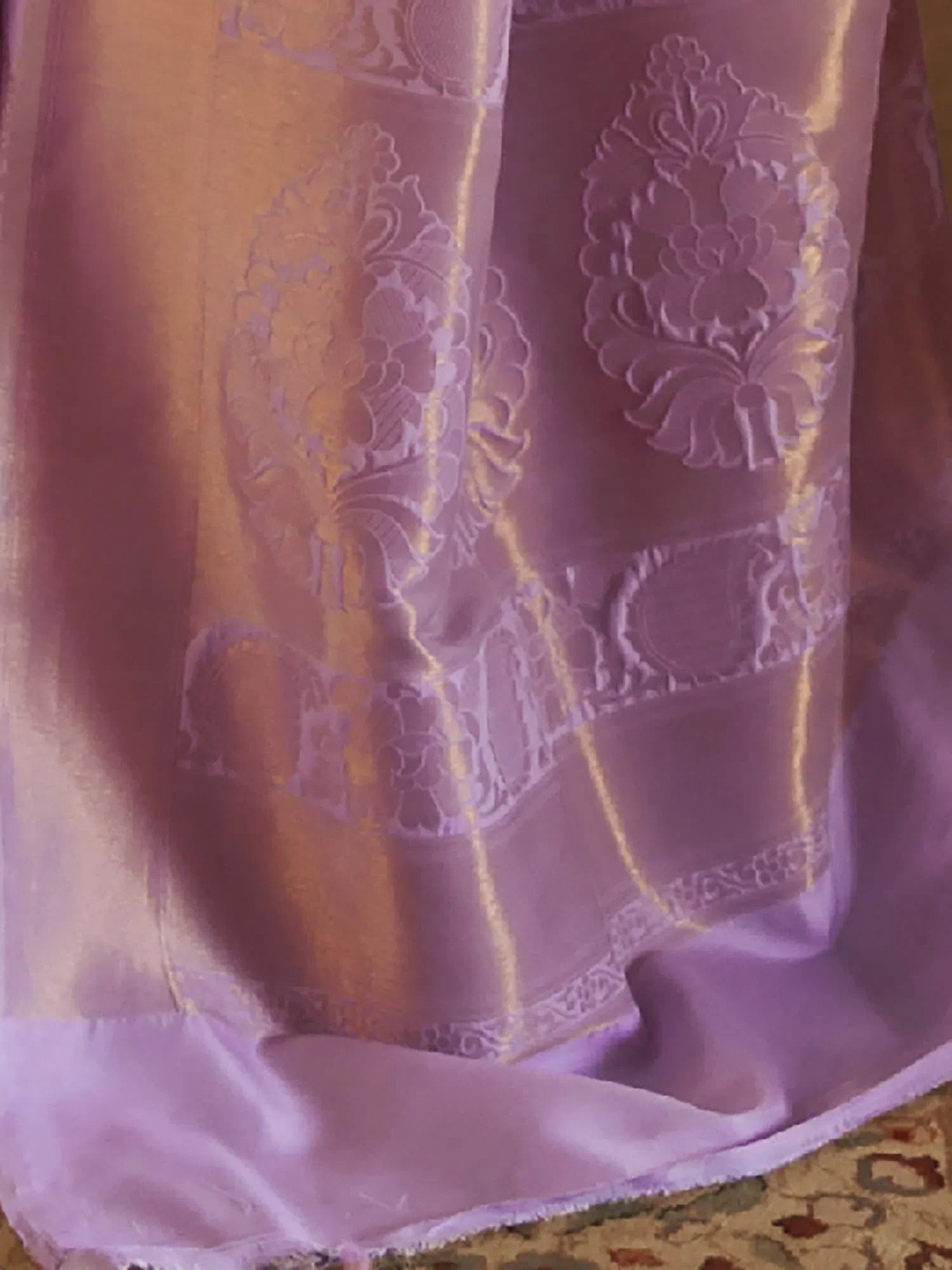 Classic Purple Woven Polyester Saree with Blouse | Authentic Indian Sarees