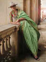 Women's Blend Pink Woven Design Designer Saree With Blouse Piece-KURINA273001