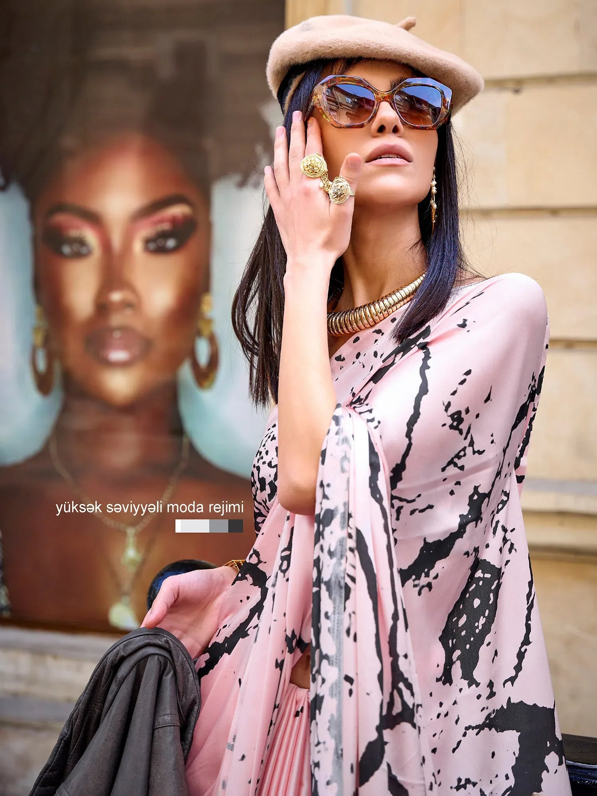 Women's Crepe Pink Digital Print Designer Saree With Blouse Piece-KUBIK324003