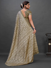 Women's Cotton White Printed Designer Saree With Blouse Piece-MINAXI9002