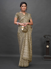Women's Cotton White Printed Designer Saree With Blouse Piece-MINAXI9002