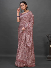 Women's Dola  Mauve Printed Designer Saree With Blouse Piece-KUMKUM11B