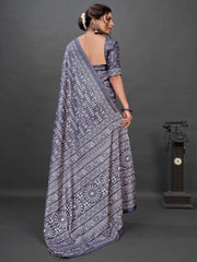 Women's Crepe Black Printed Celebrity Saree With Blouse Piece-SURMA101