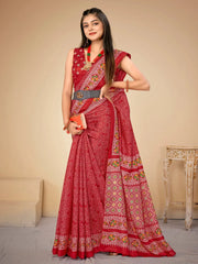 Women's Crepe Blue Printed Designer Saree With Blouse Piece-VIVNTA15006B