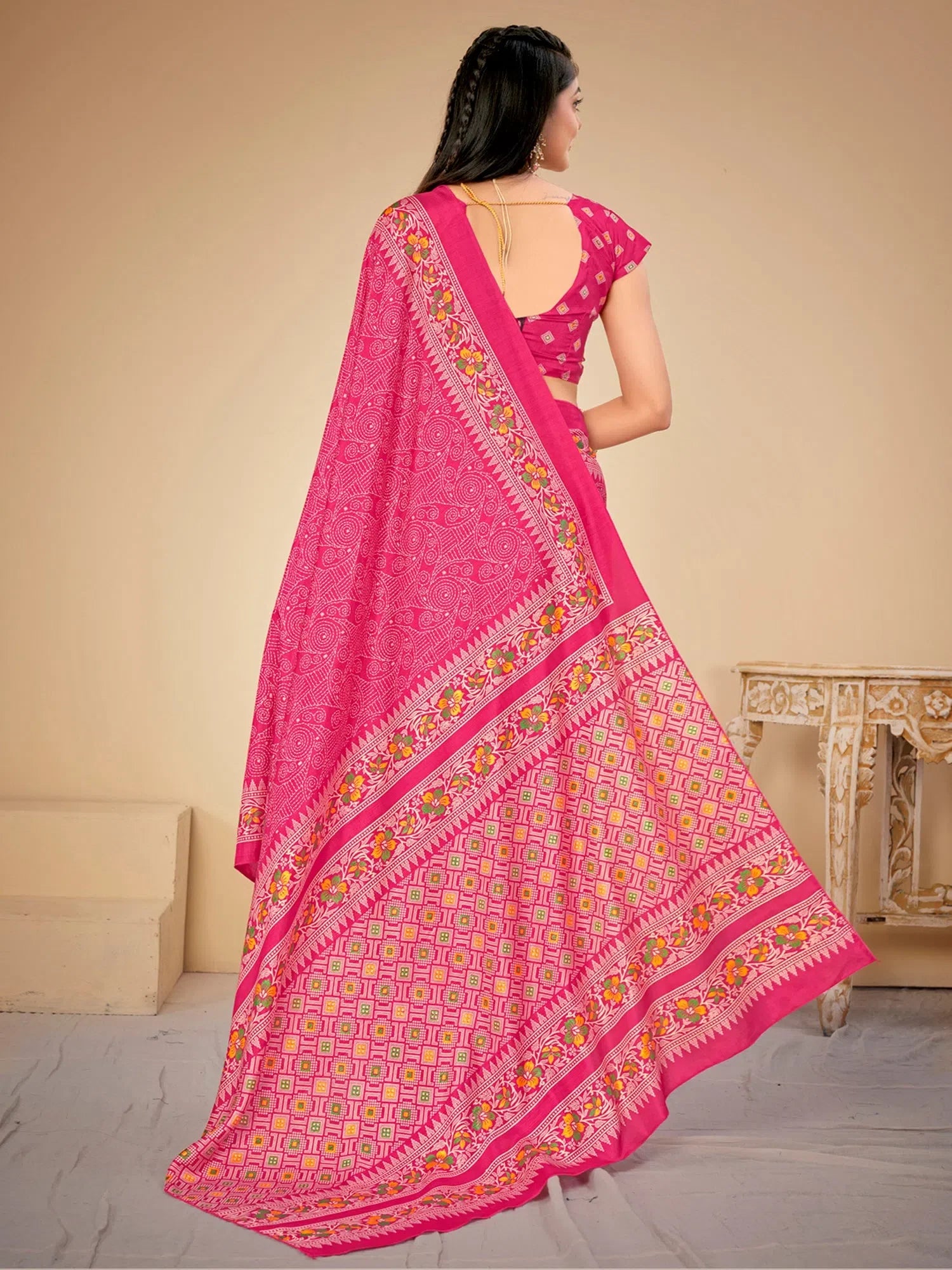 Dola Red Printed Saree - Indian Wedding Sarees