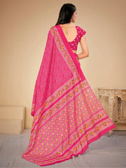 Women's Crepe Green Printed Designer Saree With Blouse Piece-VIVNTA15002A