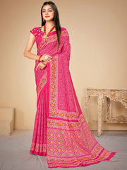 Women's Crepe Green Printed Designer Saree With Blouse Piece-VIVNTA15002A