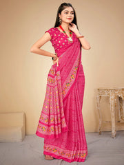 Women's Crepe Green Printed Designer Saree With Blouse Piece-VIVNTA15002A