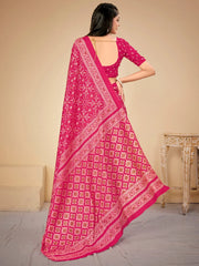 Women's Crepe Navy Blue Digital Print Celebrity Saree With Blouse Piece-KLMKR232004