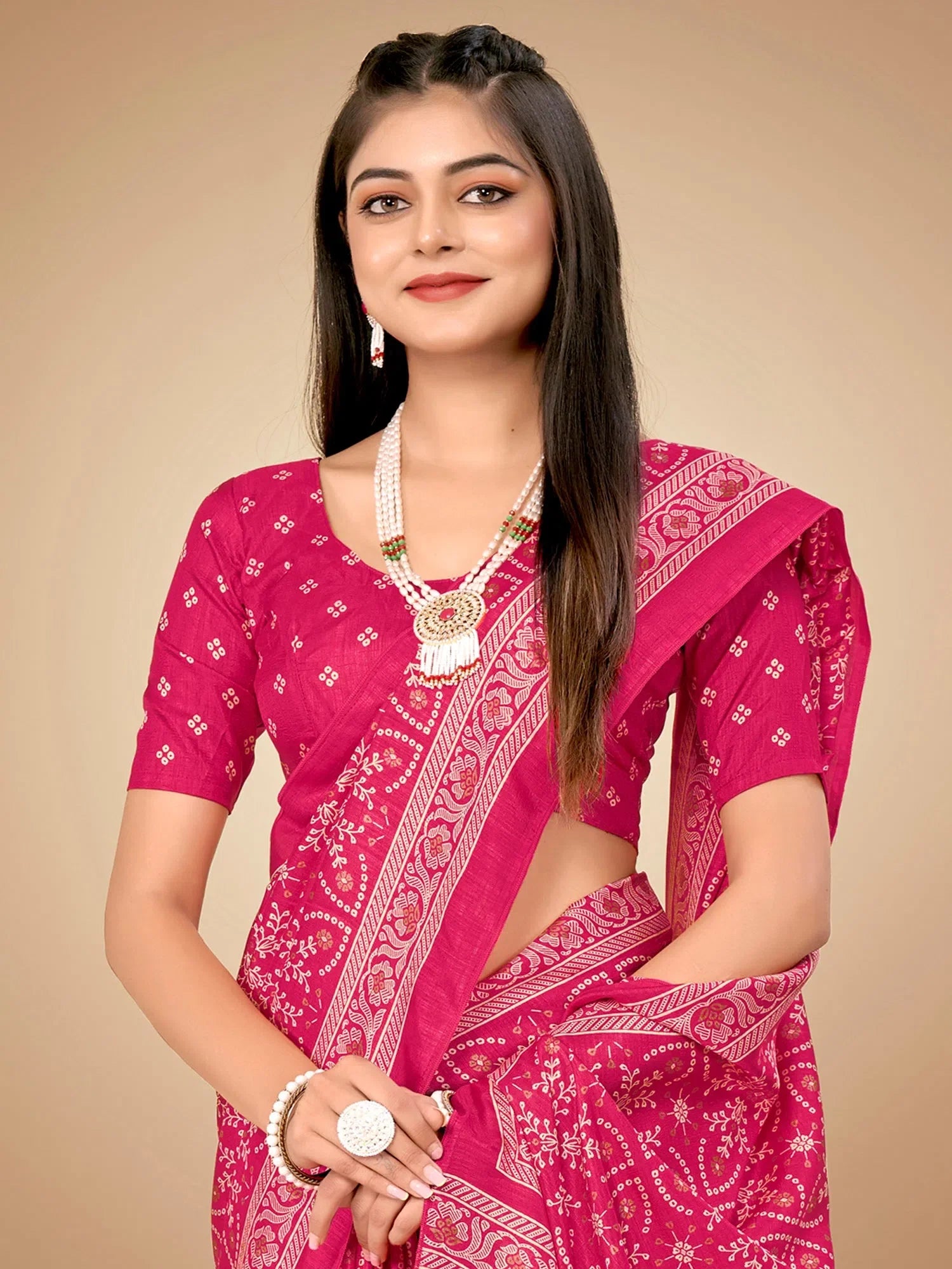 Pink Printed Designer Saree | Indian Sari Collection