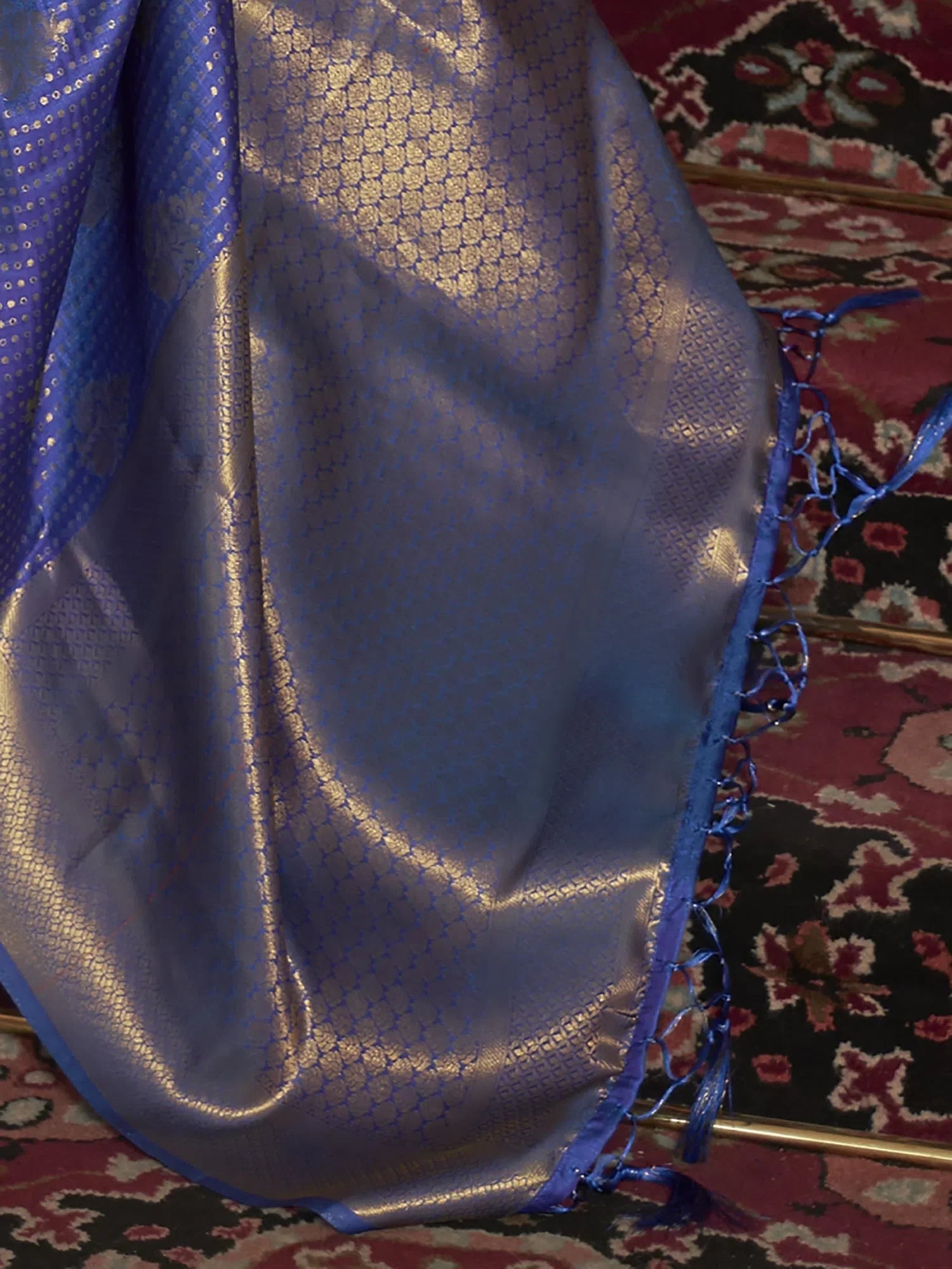 Graceful Navy Blue Woven Polyester Saree | Premium Designer Collection