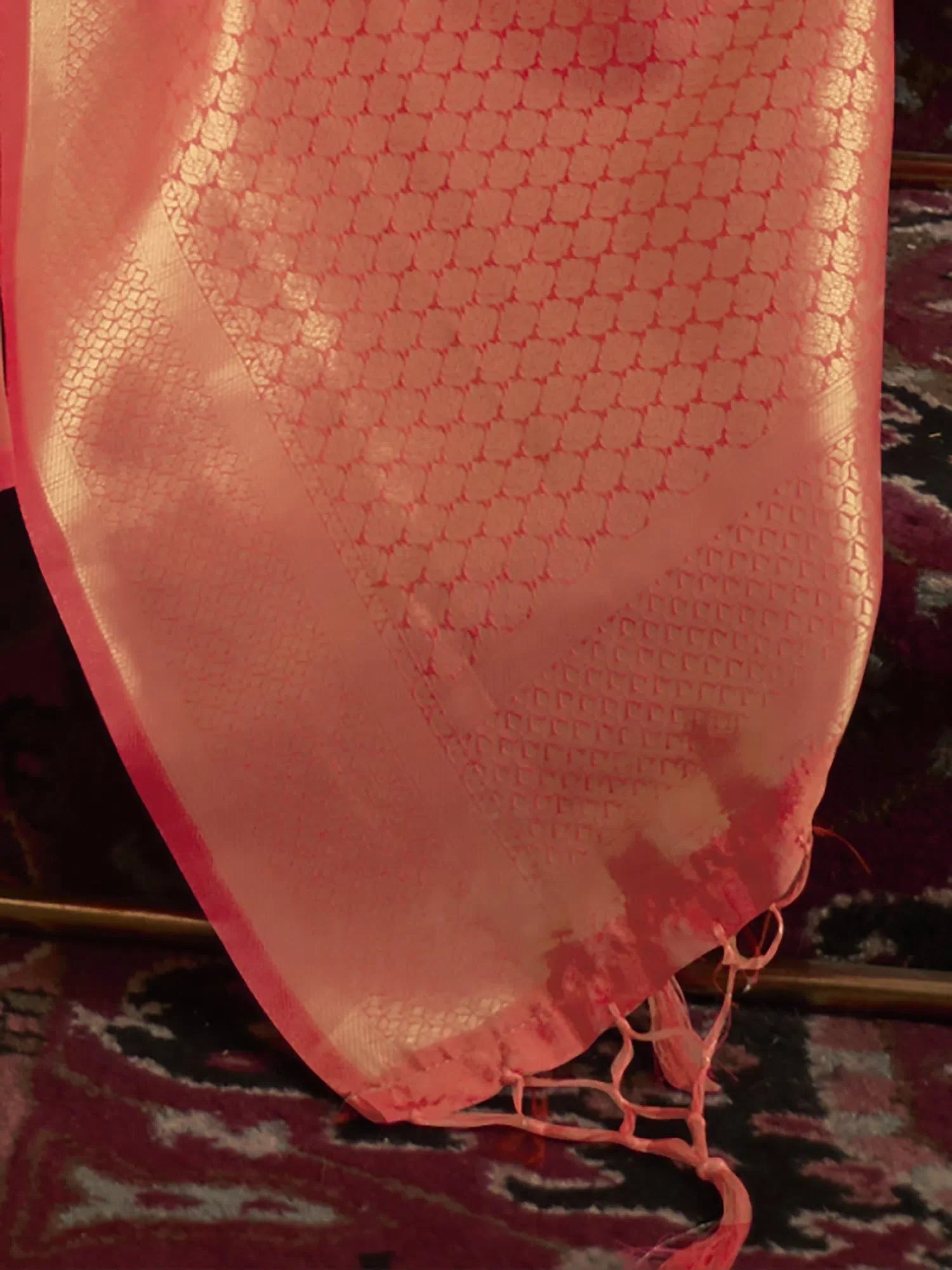 Peach Polyester Saree with Blouse – Lightweight Indian Sari for Women