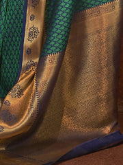 Women's Blend Grey Woven Design Handloom Saree With Blouse Piece-KUSHITA284001