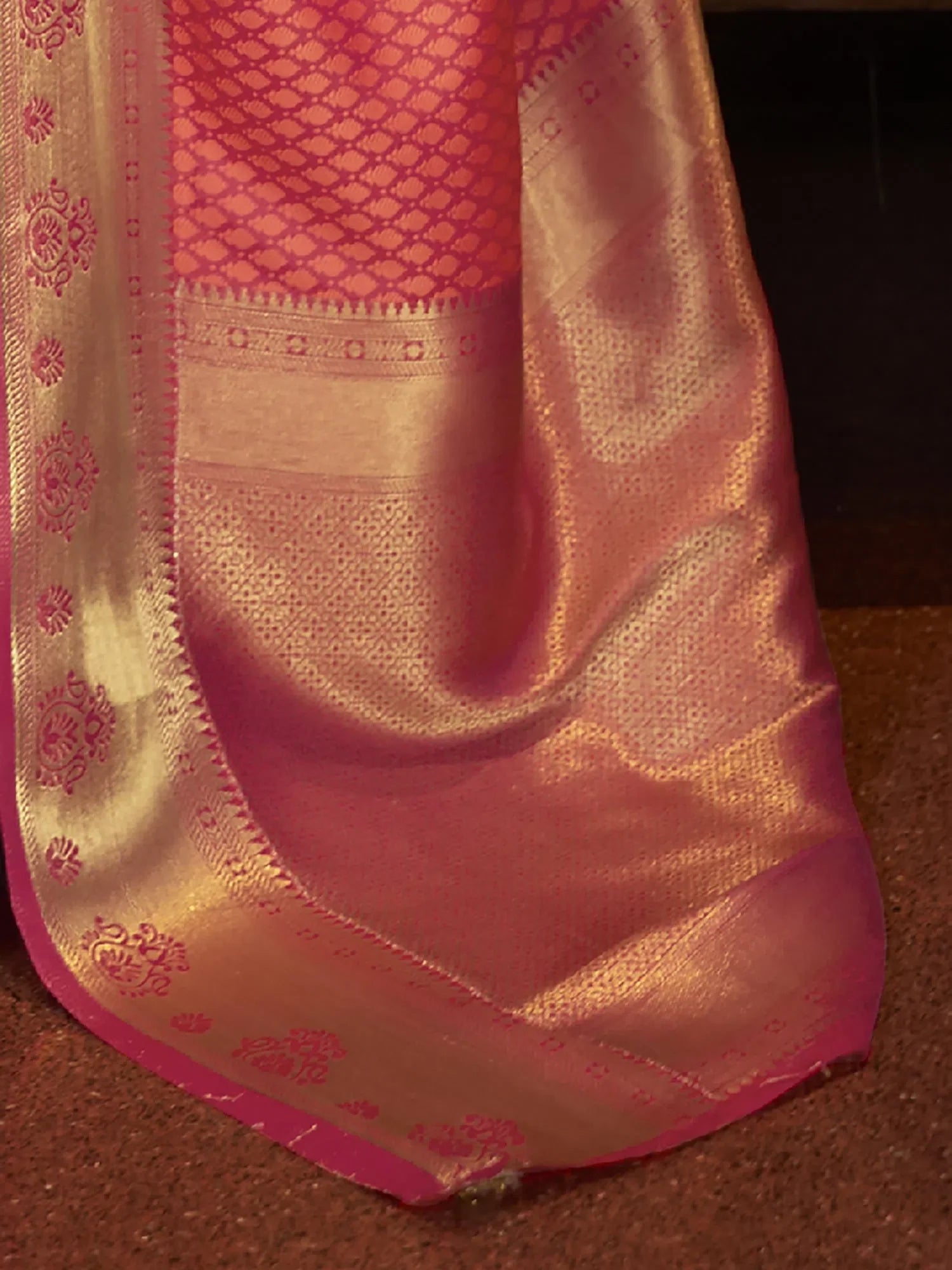 Pink Woven Polyester Indian Sari with Blouse