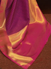 Women's Blend Pink Woven Design Handloom Saree With Blouse Piece-KUSHITA284003