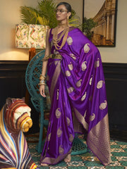 Women's Pure Linen Turquoise Woven Design Woven Saree With Blouse Piece-KVAH216001