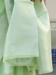 Women's Blend Light Green Woven Design Designer Saree With Blouse Piece-KYARA2303