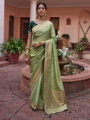 Women's Modal Navy Blue Woven Design Woven Saree With Blouse Piece-KYB140002