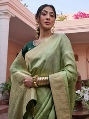 Women's Modal Navy Blue Woven Design Woven Saree With Blouse Piece-KYB140002