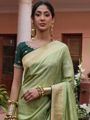 Women's Modal Navy Blue Woven Design Woven Saree With Blouse Piece-KYB140002