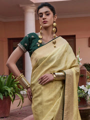 Women's Modal Black Woven Design Woven Saree With Blouse Piece-KYB140003