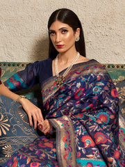Women's Cotton Blend Off White Woven Design Designer Saree With Blouse Piece-LAJRI12058