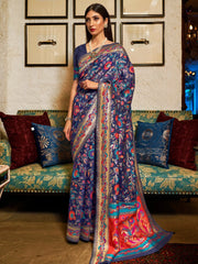 Women's Cotton Blend Off White Woven Design Designer Saree With Blouse Piece-LAJRI12058