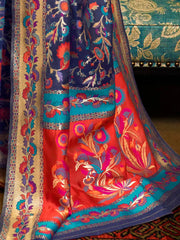 Women's Cotton Blend Off White Woven Design Designer Saree With Blouse Piece-LAJRI12058