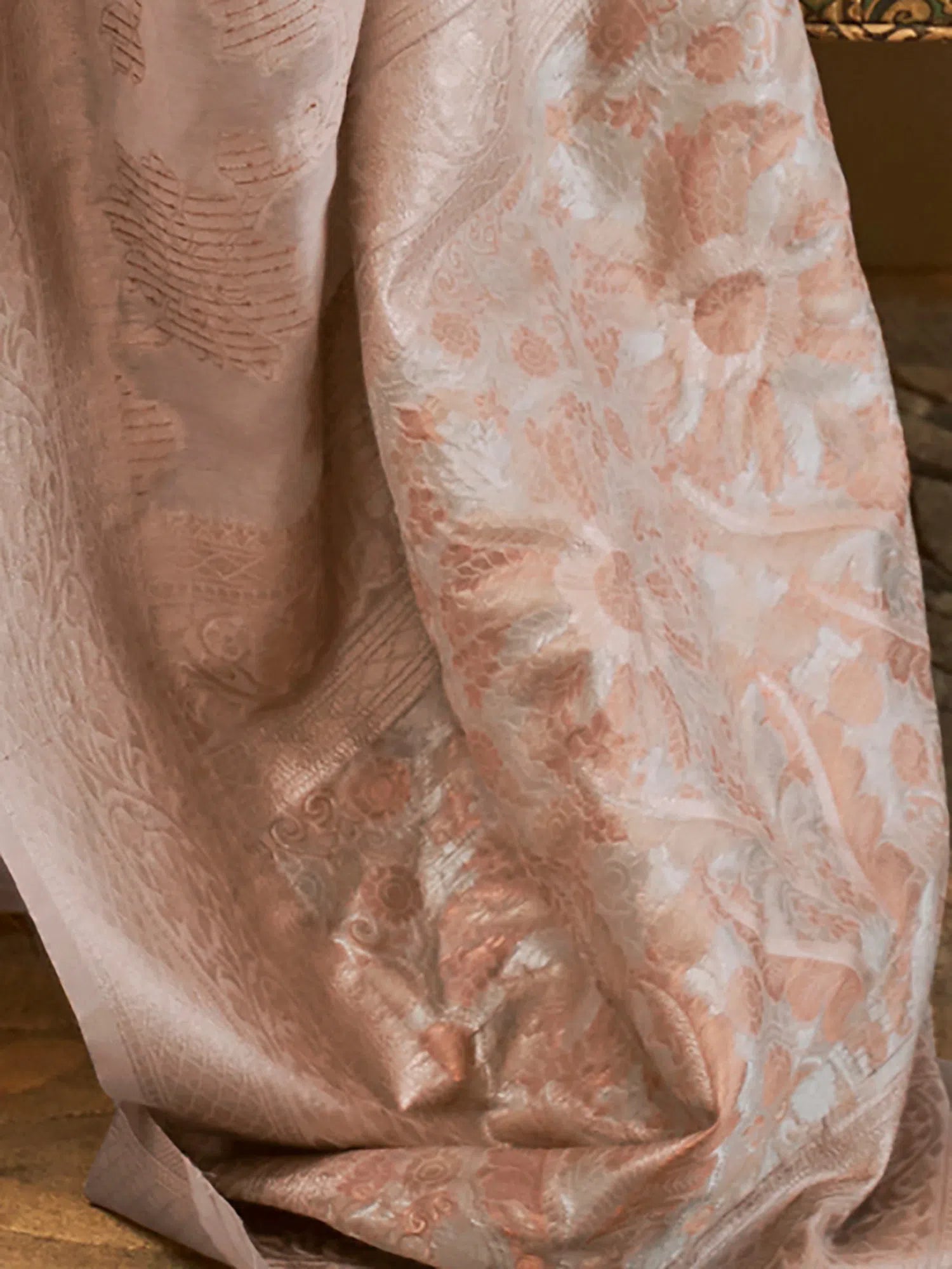 Cream Embroidered Modal Saree - Indian Wedding Sarees