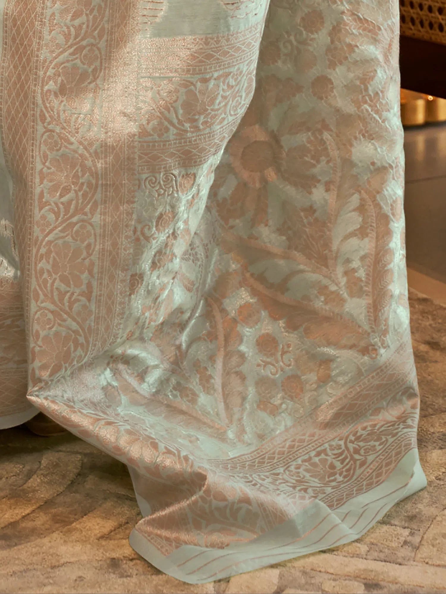 Sea Green Modal Embroidered Saree | Indian Sari Collection