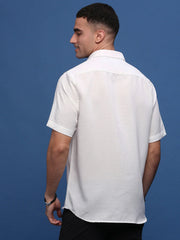 Men White Solid Slim Fit Shirt-Keziah-3338-White