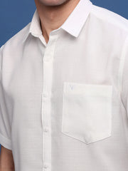 Men White Solid Slim Fit Shirt-Keziah-3338-White
