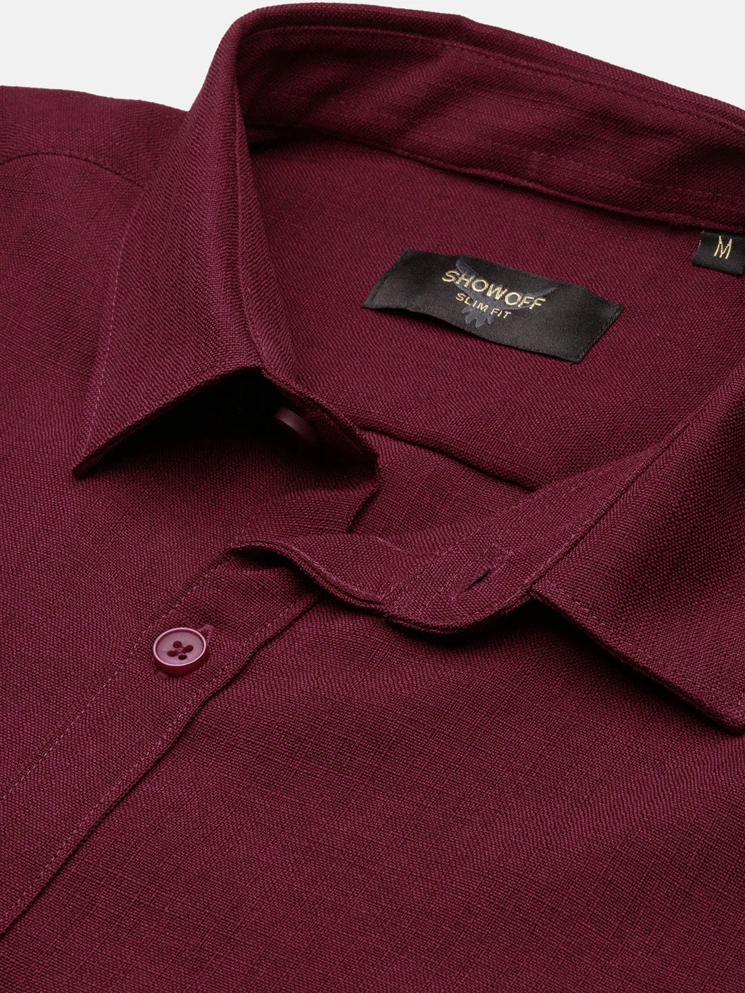 Burgundy Solid Slim Fit Cotton Mens Shirt | Formal Shirts
