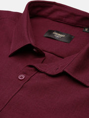 Men Burgundy Solid Slim Fit Shirt-Keziah-3344-Burgundy