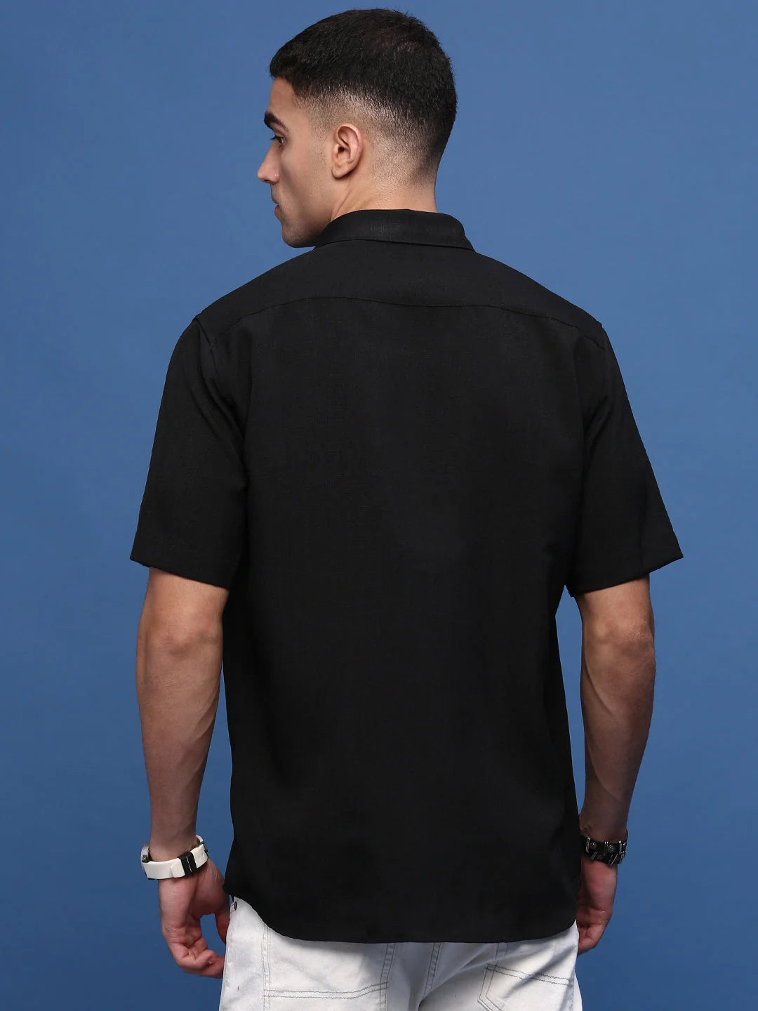 Black Solid Slim Fit Shirt | Cotton Mens Shirt - DesiQlo