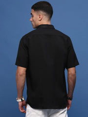 Men Black Solid Slim Fit Shirt-Keziah-3346-Black