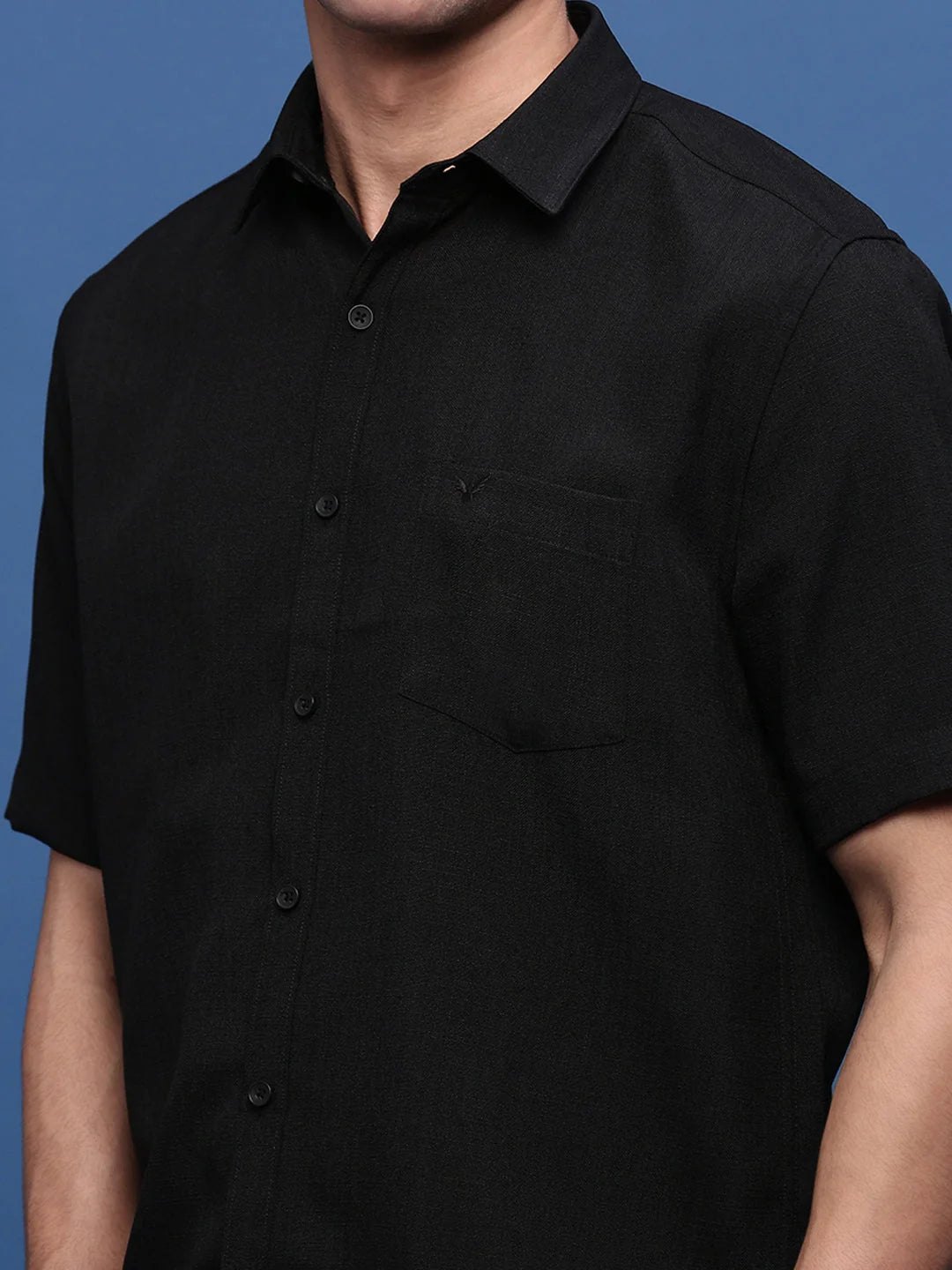Black Solid Slim Fit Shirt | Cotton Mens Shirt - DesiQlo