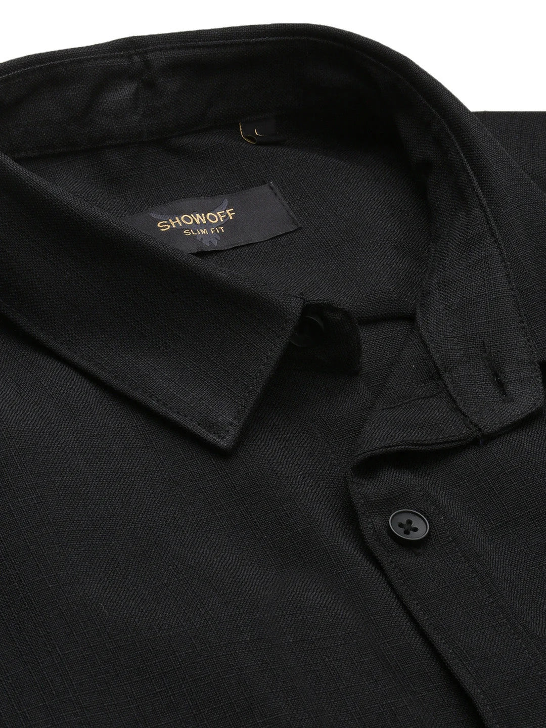 Black Solid Slim Fit Shirt | Cotton Mens Shirt - DesiQlo