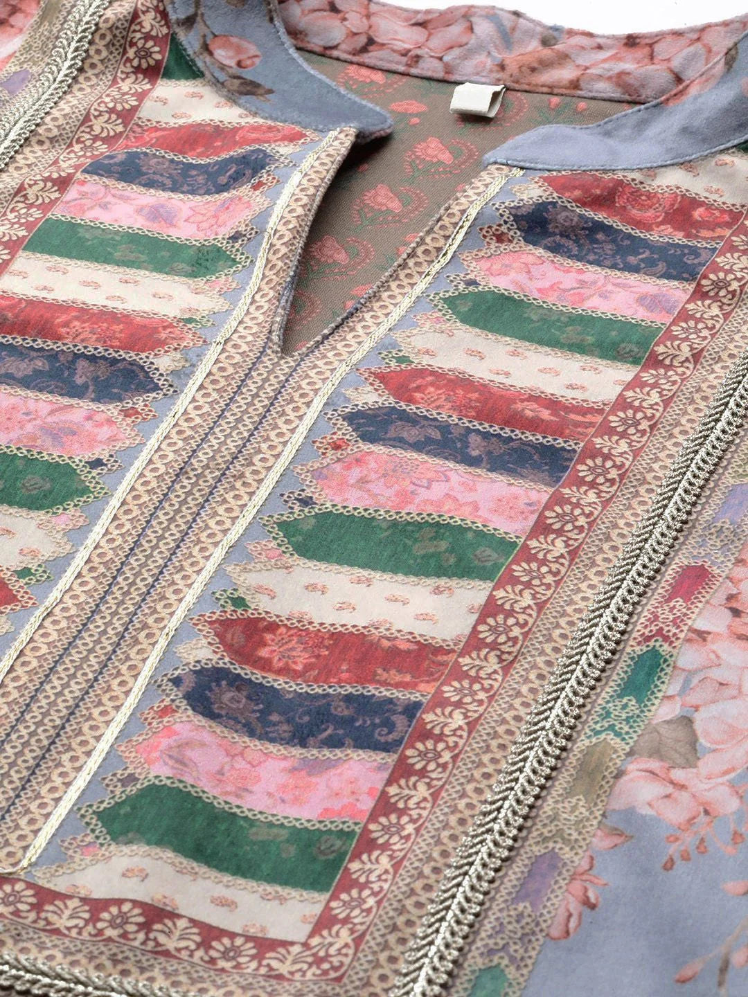 Floral Velvet Indian Kurta for Women: Gotta Patti Details