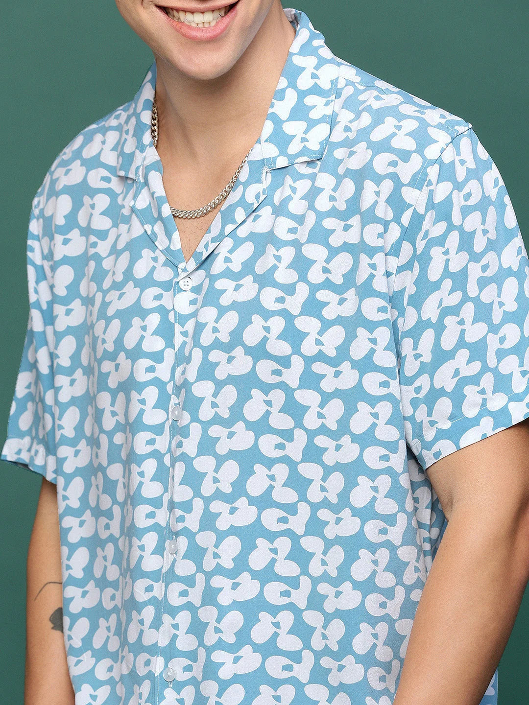 Blue Printed Co Ord Sets Men | Beach Printed Co Ord Set